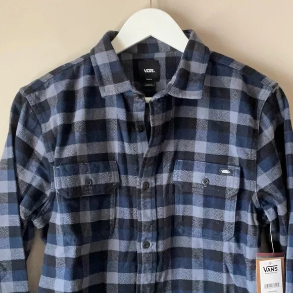 Vans men’s button up flannel navy - Picture 2 of 7